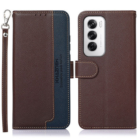 KHAZNEH For Oppo Reno12 5G (Global) Case RFID Blocking Leather Phone Cover with Wallet