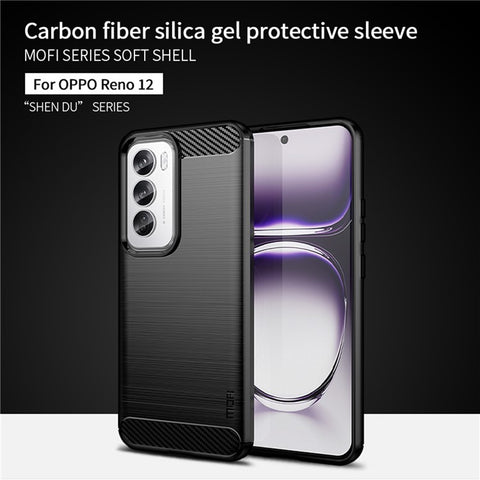 MOFI JK TPU Series-1 For Oppo Reno12 5G (Global) Case Carbon Fiber Texture TPU Soft Phone Cover