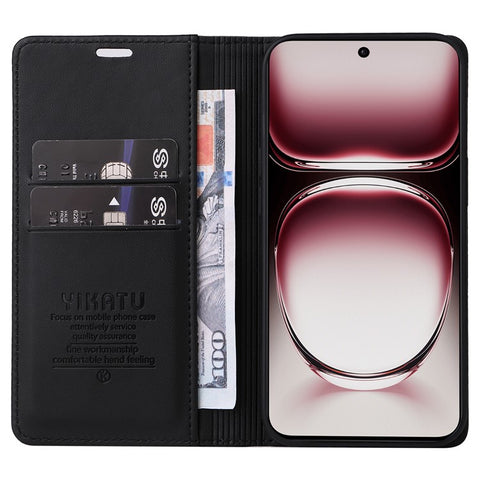 YIKATU YK-001 For Oppo Reno12 5G (Global) Case Wallet Leather Phone Cover Folio Strong Magnetic Closure