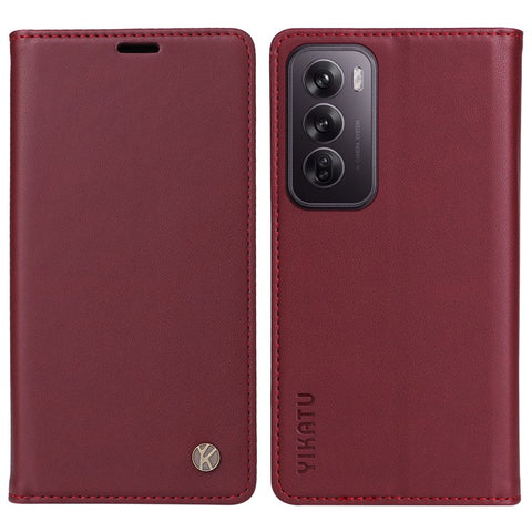 YIKATU YK-001 For Oppo Reno12 5G (Global) Case Wallet Leather Phone Cover Folio Strong Magnetic Closure