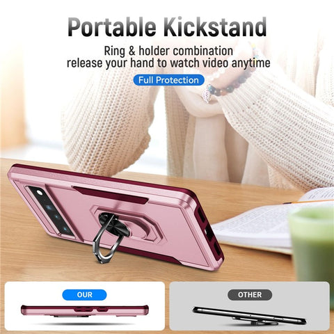 For Google Pixel 7 Pro Slim Case PC + TPU Scratch-Proof Cover Anti-Fall Phone Case with Kickstand