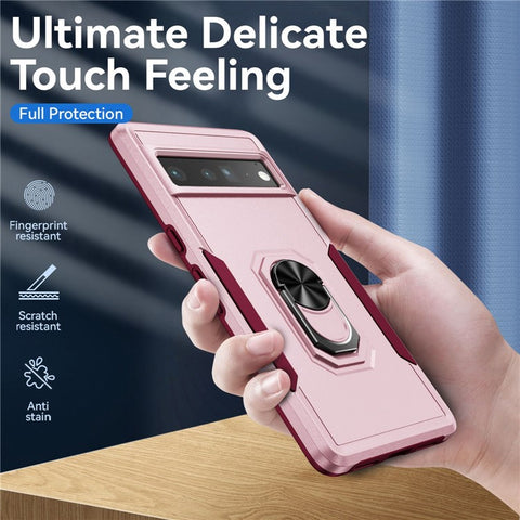 For Google Pixel 7 Pro Slim Case PC + TPU Scratch-Proof Cover Anti-Fall Phone Case with Kickstand