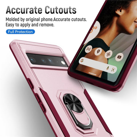 For Google Pixel 7 Pro Slim Case PC + TPU Scratch-Proof Cover Anti-Fall Phone Case with Kickstand
