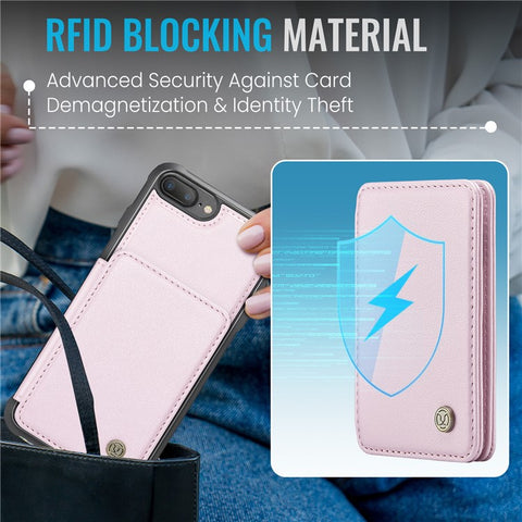 JEEHOOD J05 For iPhone 6 Plus / 7 Plus / 8 Plus / 6s Plus 5.5-inch Case Leather Mobile Cover with Detachable Magnetic Card Bag