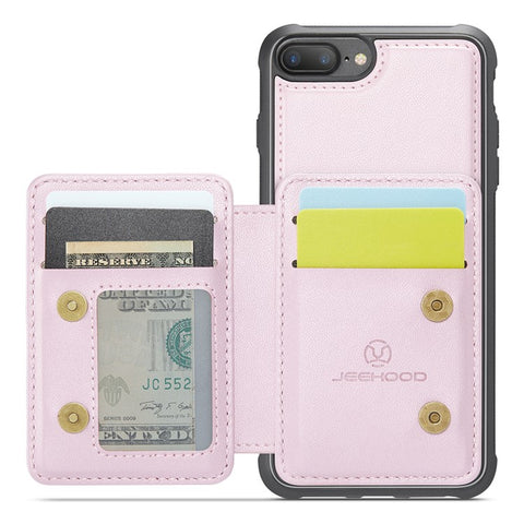 JEEHOOD J05 For iPhone 6 Plus / 7 Plus / 8 Plus / 6s Plus 5.5-inch Case Leather Mobile Cover with Detachable Magnetic Card Bag