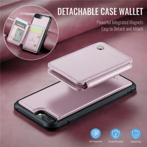 JEEHOOD J05 For iPhone 6 Plus / 7 Plus / 8 Plus / 6s Plus 5.5-inch Case Leather Mobile Cover with Detachable Magnetic Card Bag