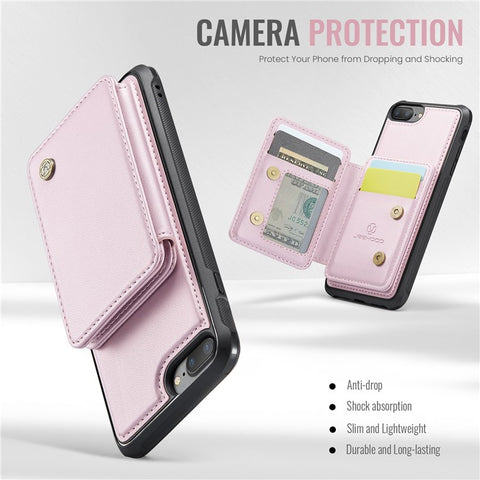 JEEHOOD J05 For iPhone 6 Plus / 7 Plus / 8 Plus / 6s Plus 5.5-inch Case Leather Mobile Cover with Detachable Magnetic Card Bag