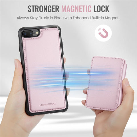 JEEHOOD J05 For iPhone 6 Plus / 7 Plus / 8 Plus / 6s Plus 5.5-inch Case Leather Mobile Cover with Detachable Magnetic Card Bag