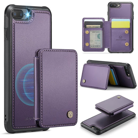 JEEHOOD J05 For iPhone 6 Plus / 7 Plus / 8 Plus / 6s Plus 5.5-inch Case Leather Mobile Cover with Detachable Magnetic Card Bag