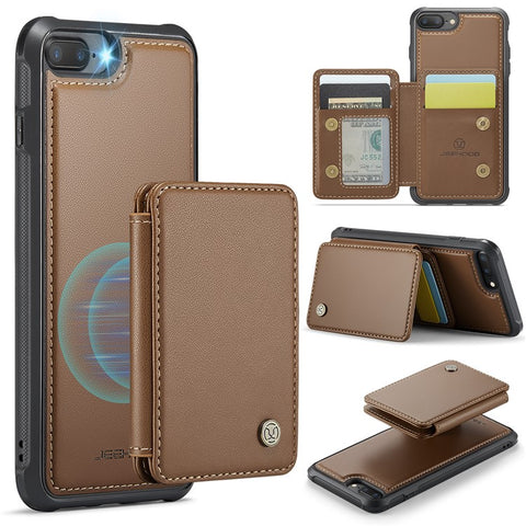 JEEHOOD J05 For iPhone 6 Plus / 7 Plus / 8 Plus / 6s Plus 5.5-inch Case Leather Mobile Cover with Detachable Magnetic Card Bag