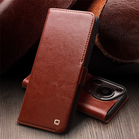 QIALINO For Huawei Pura 70 Ultra Wallet Case Genuine Cow Leather Flip Phone Cover