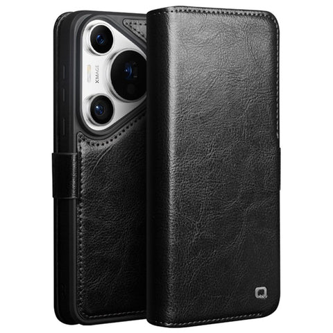 QIALINO For Huawei Pura 70 Pro / 70 Pro+ Stand Case Genuine Cow Leather Wallet Phone Cover