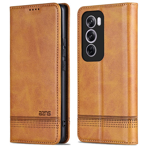 AZNS For Oppo Reno12 5G (Global) Phone Case Cowhide Texture PU Leather Phone Cover