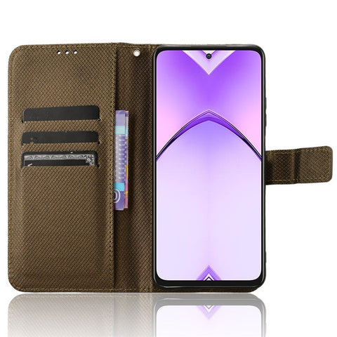 For Oppo A80 5G / A3 Pro (Global) 5G / K12x 5G (India) / A3x 5G (China) Case PU Leather Diamond Texture Protective Phone Cover