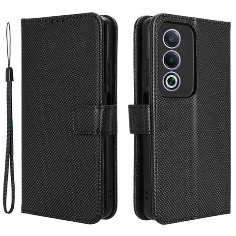 For Oppo A80 5G / A3 Pro (Global) 5G / K12x 5G (India) / A3x 5G (China) Case PU Leather Diamond Texture Protective Phone Cover
