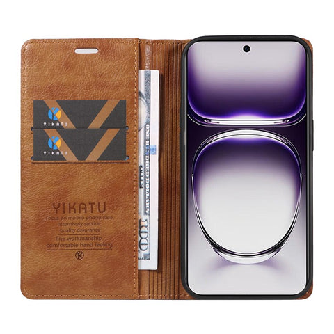 YIKATU YK-006 For Oppo Reno12 5G (Global) Wallet Case Litchi Texture Leather Phone Cover