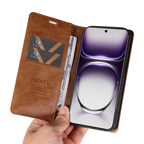 YIKATU YK-006 For Oppo Reno12 5G (Global) Wallet Case Litchi Texture Leather Phone Cover