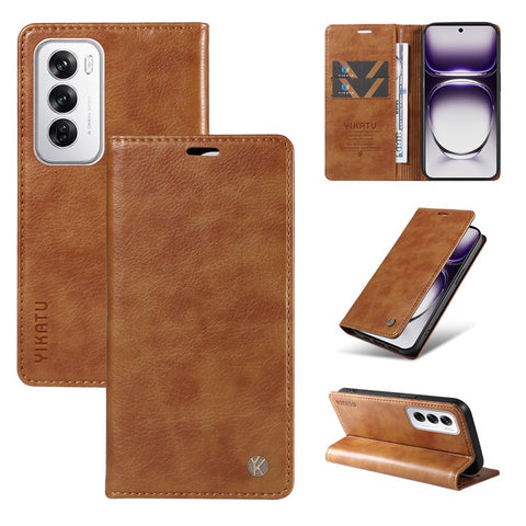 YIKATU YK-006 For Oppo Reno12 5G (Global) Wallet Case Litchi Texture Leather Phone Cover