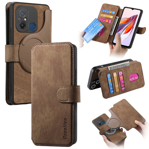 For Xiaomi Redmi 12C 4G Magnetic Case CASENEO Detachable Leather Phone Wallet Cover
