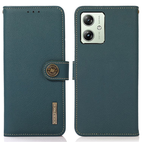 KHAZNEH For Motorola Moto G64 5G Case Genuine Cow Leather RFID Blocking Wallet Phone Cover