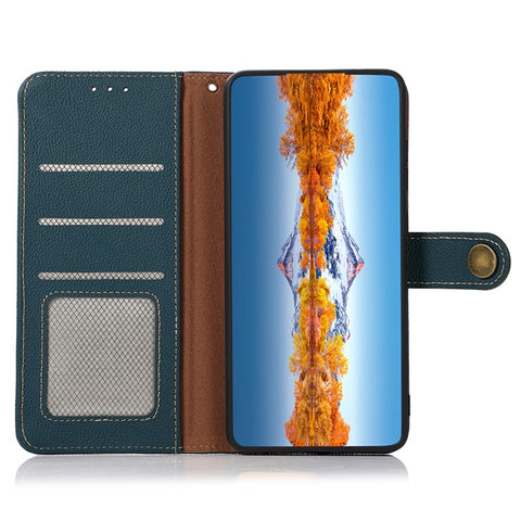 KHAZNEH For Motorola Moto G64 5G Case Genuine Cow Leather RFID Blocking Wallet Phone Cover