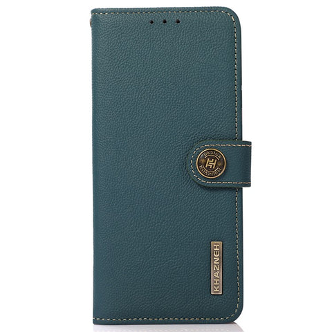 KHAZNEH For Motorola Moto G64 5G Case Genuine Cow Leather RFID Blocking Wallet Phone Cover