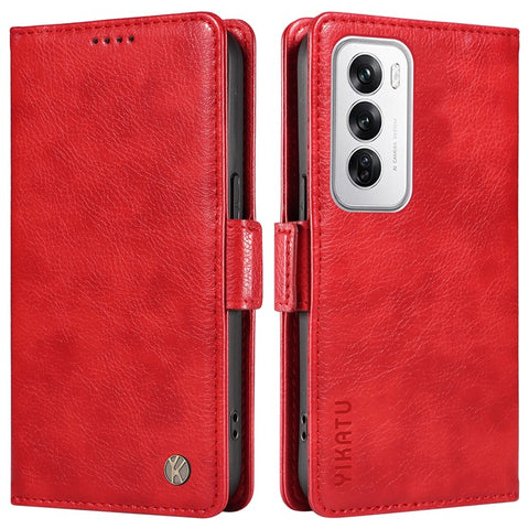 YIKATU YK-007 For Oppo Reno12 5G (Global) Phone Case Anti-Drop PU Leather Stand Wallet Cover