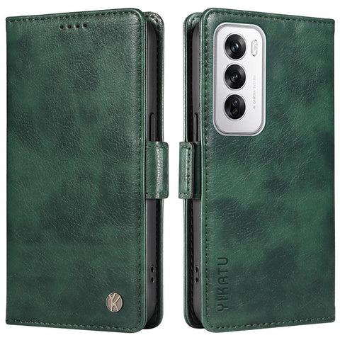 YIKATU YK-007 For Oppo Reno12 5G (Global) Phone Case Anti-Drop PU Leather Stand Wallet Cover