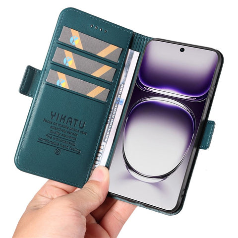 YIKATU YK-003 For Oppo Reno12 5G (Global) Case Magnetic Side Clasps Leather Wallet Phone Cover