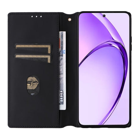 For Oppo A80 5G / A3 Pro (Global) 5G / K12x 5G (India) / A3x 5G (China) Case Leather Wallet Phone Cover Rhombus Imprinted