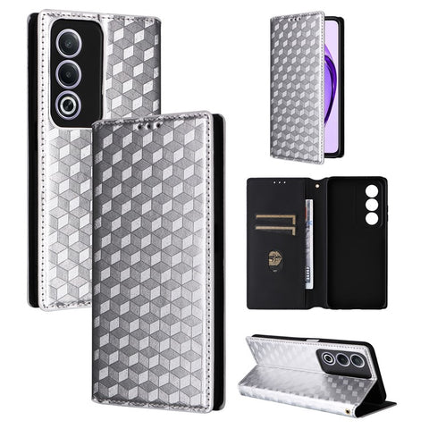 For Oppo A80 5G / A3 Pro (Global) 5G / K12x 5G (India) / A3x 5G (China) Case Leather Wallet Phone Cover Rhombus Imprinted