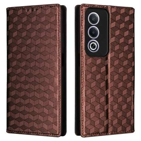 For Oppo A80 5G / A3 Pro (Global) 5G / K12x 5G (India) / A3x 5G (China) Case Leather Wallet Phone Cover Rhombus Imprinted