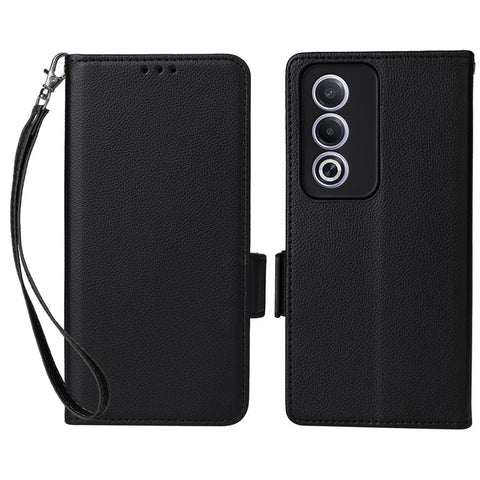 For Oppo A80 5G / A3 Pro (Global) 5G / K12x 5G (India) / A3x 5G (China) Case with Wrist Strap Litchi Texture PU Leather Wallet Phone Cover