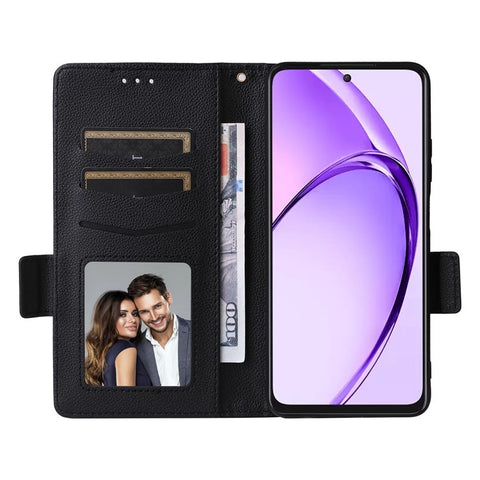 For Oppo A80 5G / A3 Pro (Global) 5G / K12x 5G (India) / A3x 5G (China) Case with Wrist Strap Litchi Texture PU Leather Wallet Phone Cover