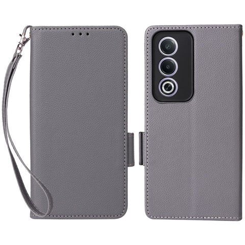 For Oppo A80 5G / A3 Pro (Global) 5G / K12x 5G (India) / A3x 5G (China) Case with Wrist Strap Litchi Texture PU Leather Wallet Phone Cover