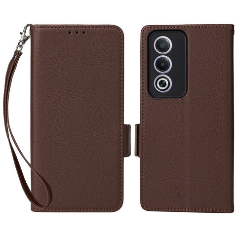 For Oppo A80 5G / A3 Pro (Global) 5G / K12x 5G (India) / A3x 5G (China) Case with Wrist Strap Litchi Texture PU Leather Wallet Phone Cover