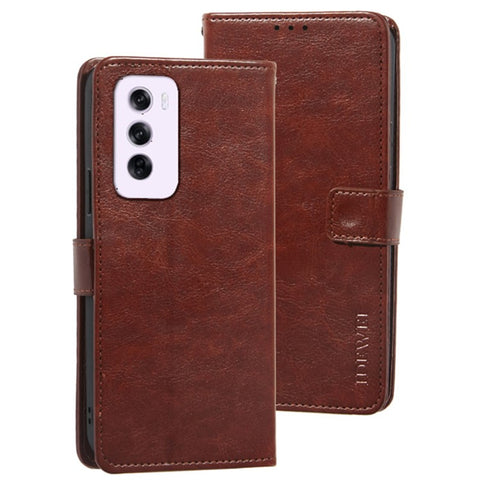 IDEWEI For Oppo Reno12 Pro 5G (Global) Case Stand View Leather Phone Cover Crazy Horse Texture