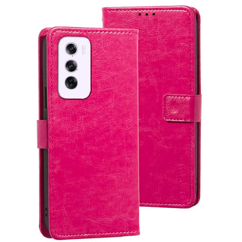 IDEWEI For Oppo Reno12 Pro 5G (Global) Case Stand View Leather Phone Cover Crazy Horse Texture
