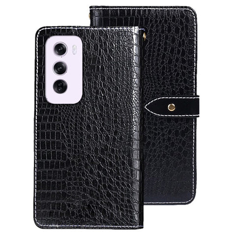 IDEWEI For Oppo Reno12 5G (Global) Phone Case Crocodile Texture PU Leather Flip Cover