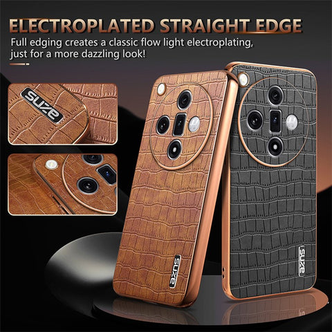 AZNS For Oppo Find X7 5G Case Electroplating Leather+TPU Phone Cover