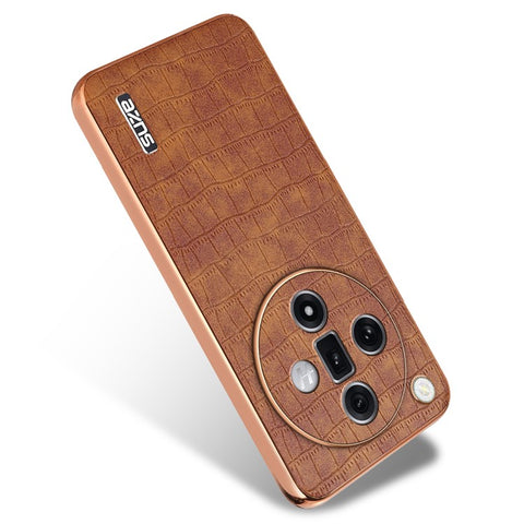 AZNS For Oppo Find X7 Ultra Case Electroplating Leather Coated TPU Phone Cover