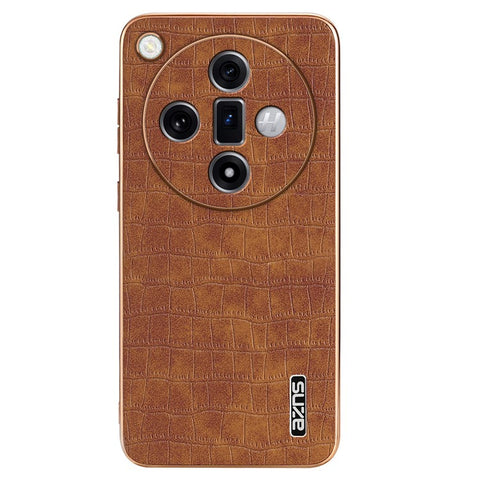 AZNS For Oppo Find X7 Ultra Case Electroplating Leather Coated TPU Phone Cover