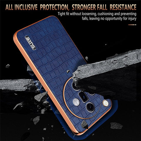 AZNS For Oppo Find X7 Ultra Case Electroplating Leather Coated TPU Phone Cover