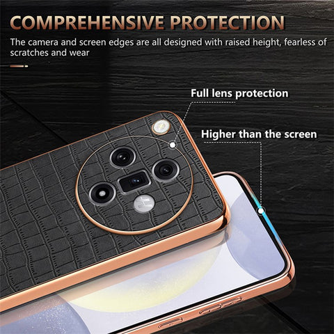 AZNS For Oppo Find X7 Ultra Case Electroplating Leather Coated TPU Phone Cover