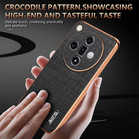 AZNS For Oppo Find X7 Ultra Case Electroplating Leather Coated TPU Phone Cover