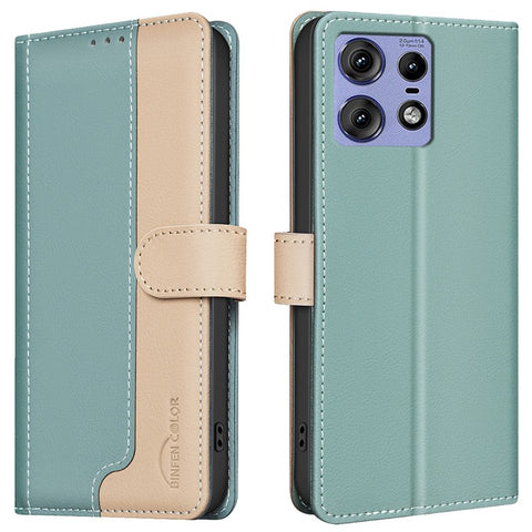 BINFEN COLOR BF33 For Motorola Edge 50 Pro 5G Case Splicing Color Leather Wallet Flip Cover
