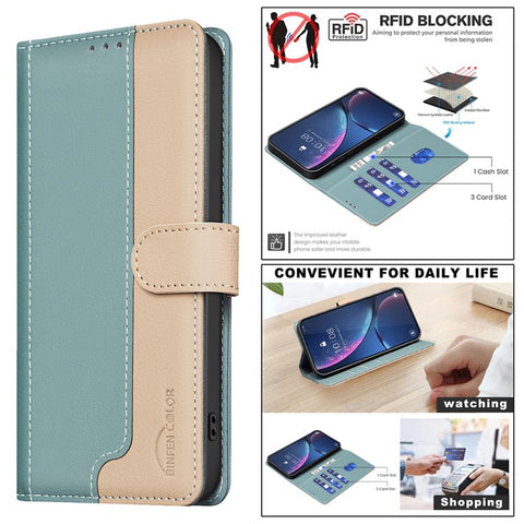 BINFEN COLOR BF33 For Motorola Edge 50 Pro 5G Case Splicing Color Leather Wallet Flip Cover