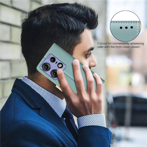 BINFEN COLOR BF33 For Motorola Edge 50 Pro 5G Case Splicing Color Leather Wallet Flip Cover