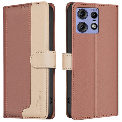 BINFEN COLOR BF33 For Motorola Edge 50 Pro 5G Case Splicing Color Leather Wallet Flip Cover