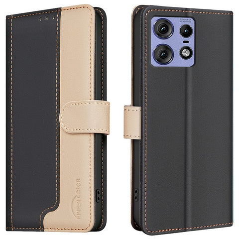 BINFEN COLOR BF33 For Motorola Edge 50 Pro 5G Case Splicing Color Leather Wallet Flip Cover